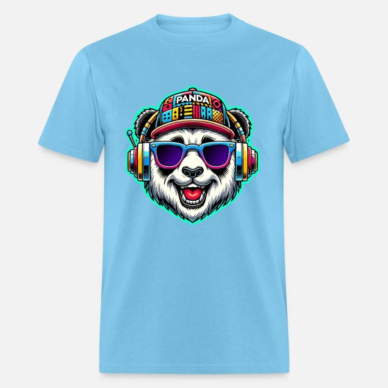 Cool DJ Panda Bear Headphones Colorful Retro Style