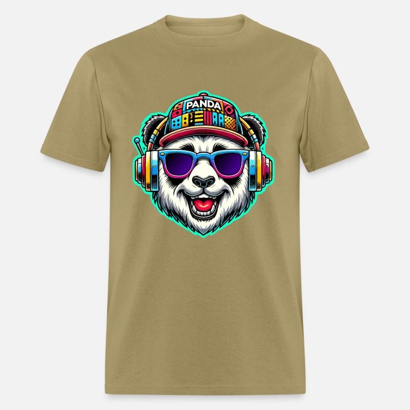 Cool DJ Panda Bear Headphones Colorful Retro Style