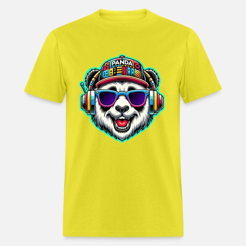 Cool DJ Panda Bear Headphones Colorful Retro Style