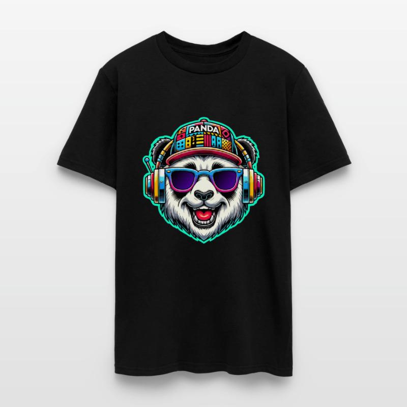 Cool DJ Panda Bear Headphones Colorful Retro Style