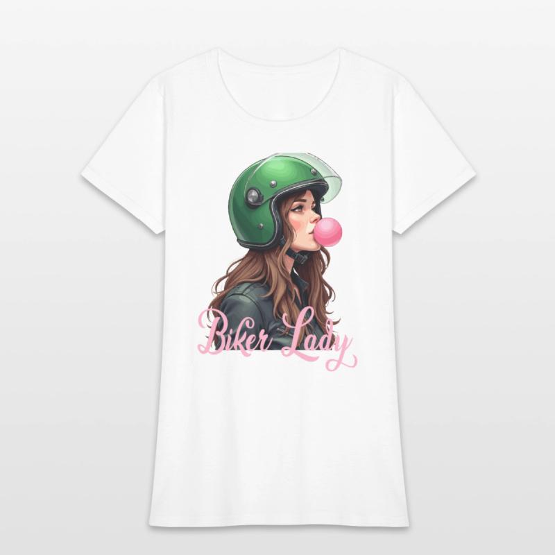 Cool motorcyclist biker chewing gum