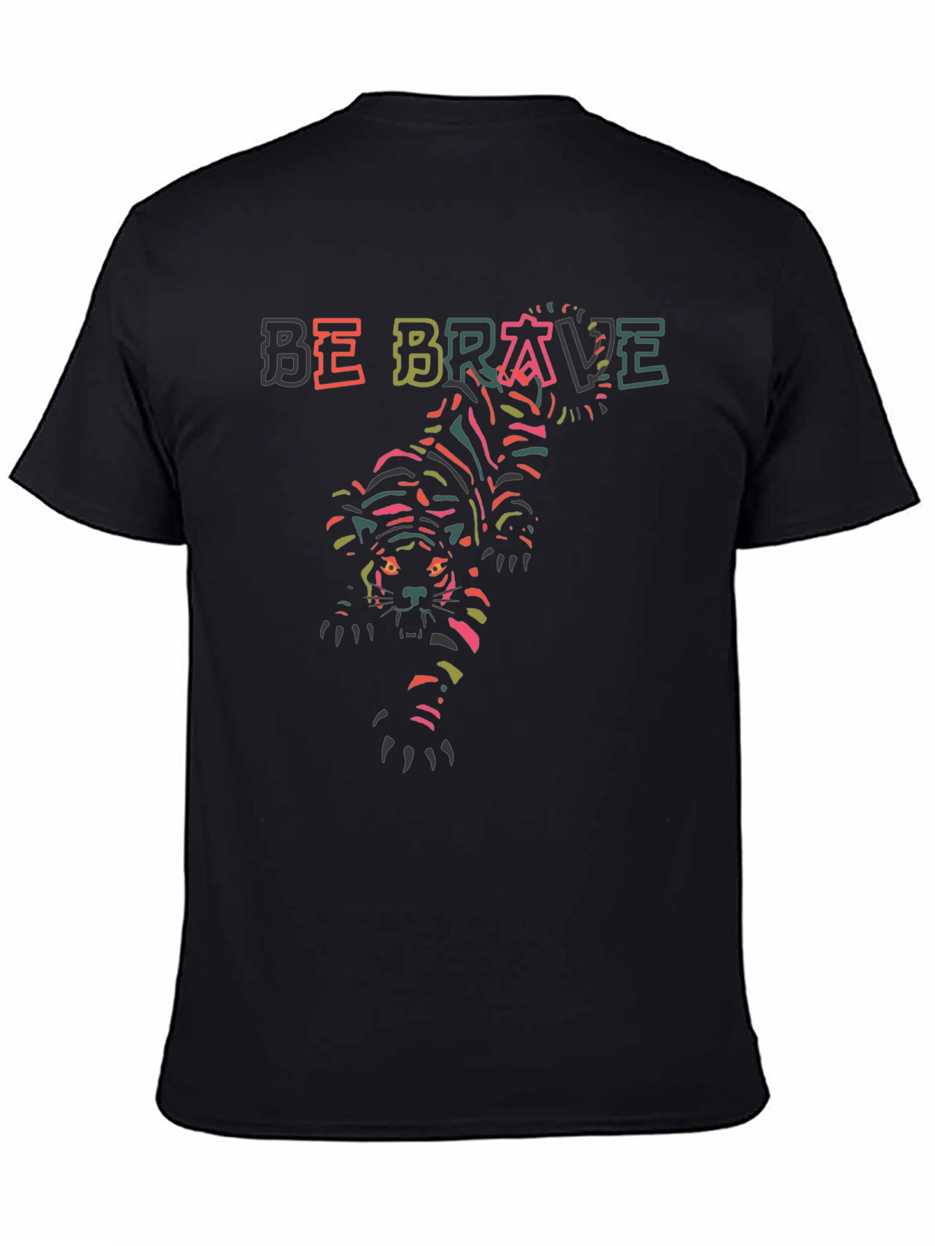 Be Brave Tiger Graphic Print Black T-Shirt