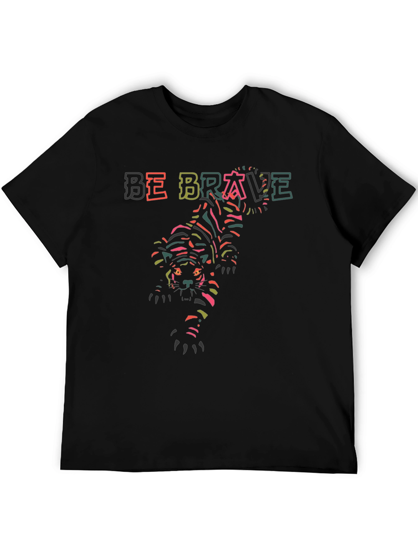 Be Brave Tiger Graphic Print Black T-Shirt