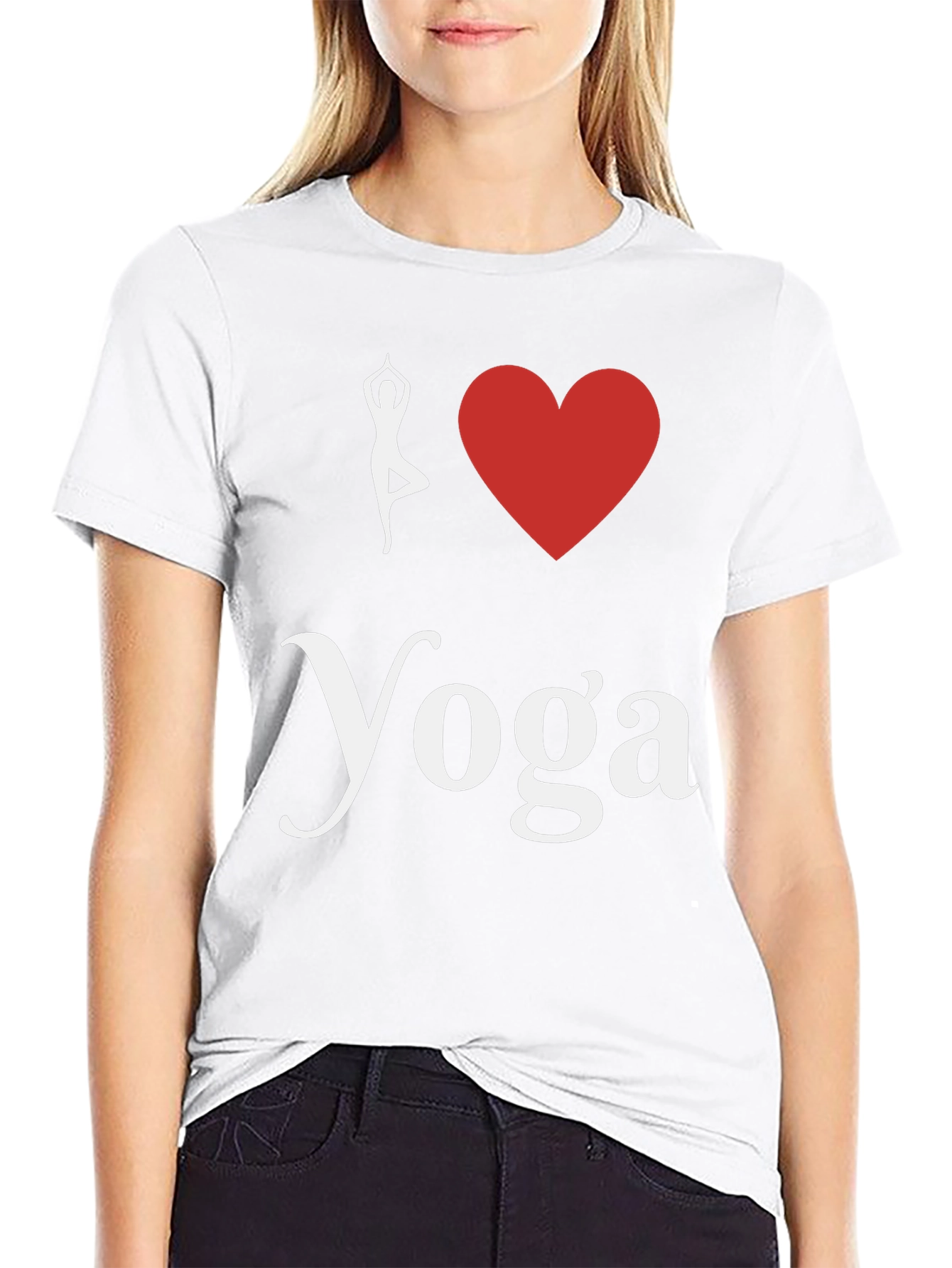 I Love Yoga T-Shirt Black Cotton Blend