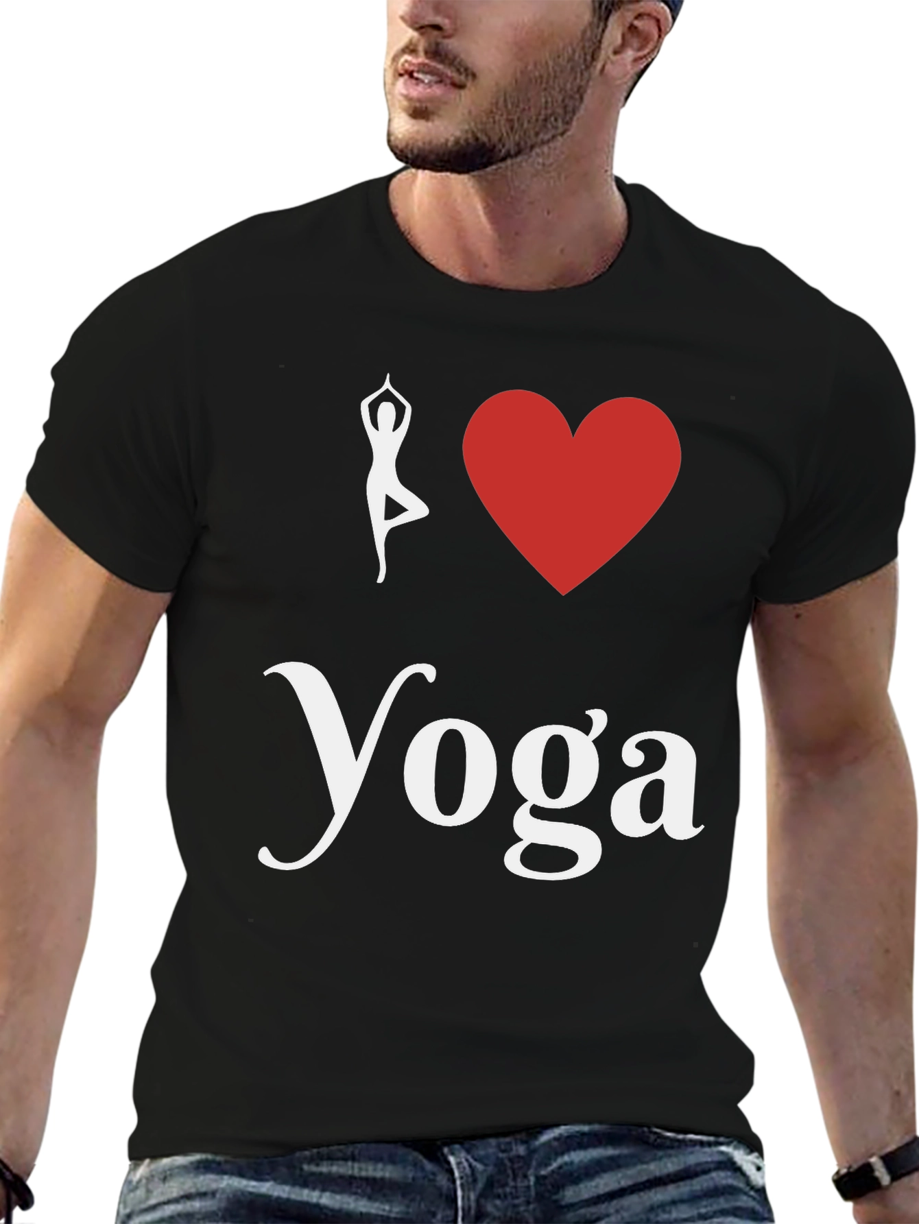 I Love Yoga T-Shirt Black Cotton Blend