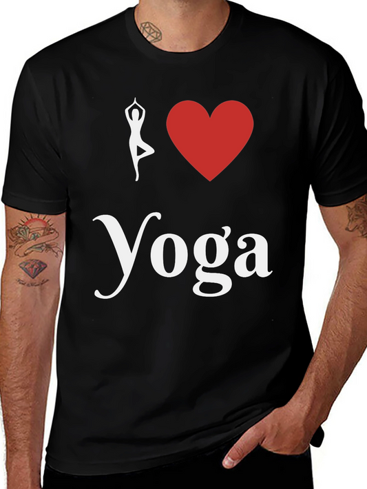 I Love Yoga T-Shirt Black Cotton Blend