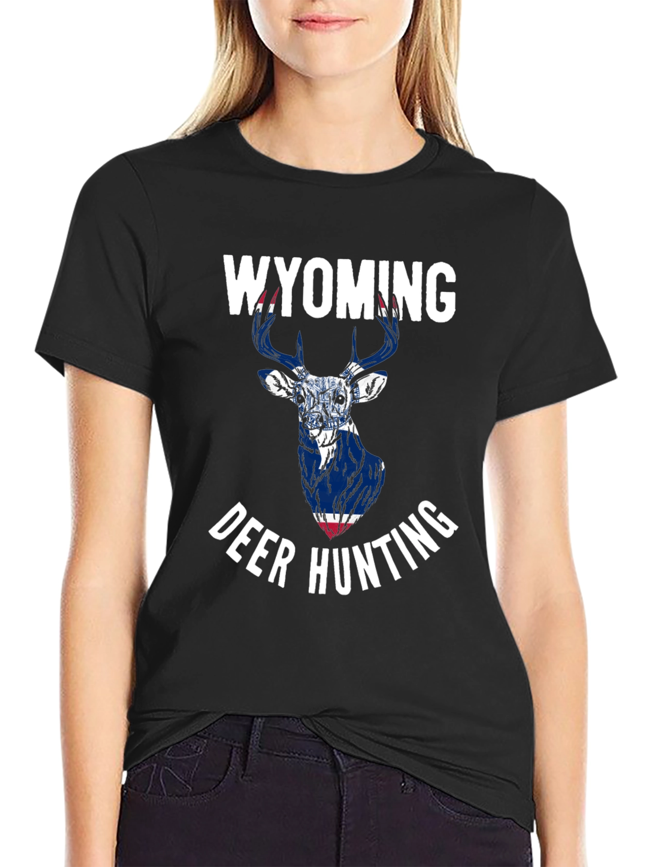 Wyoming Deer Hunting Graphic Tee - Black