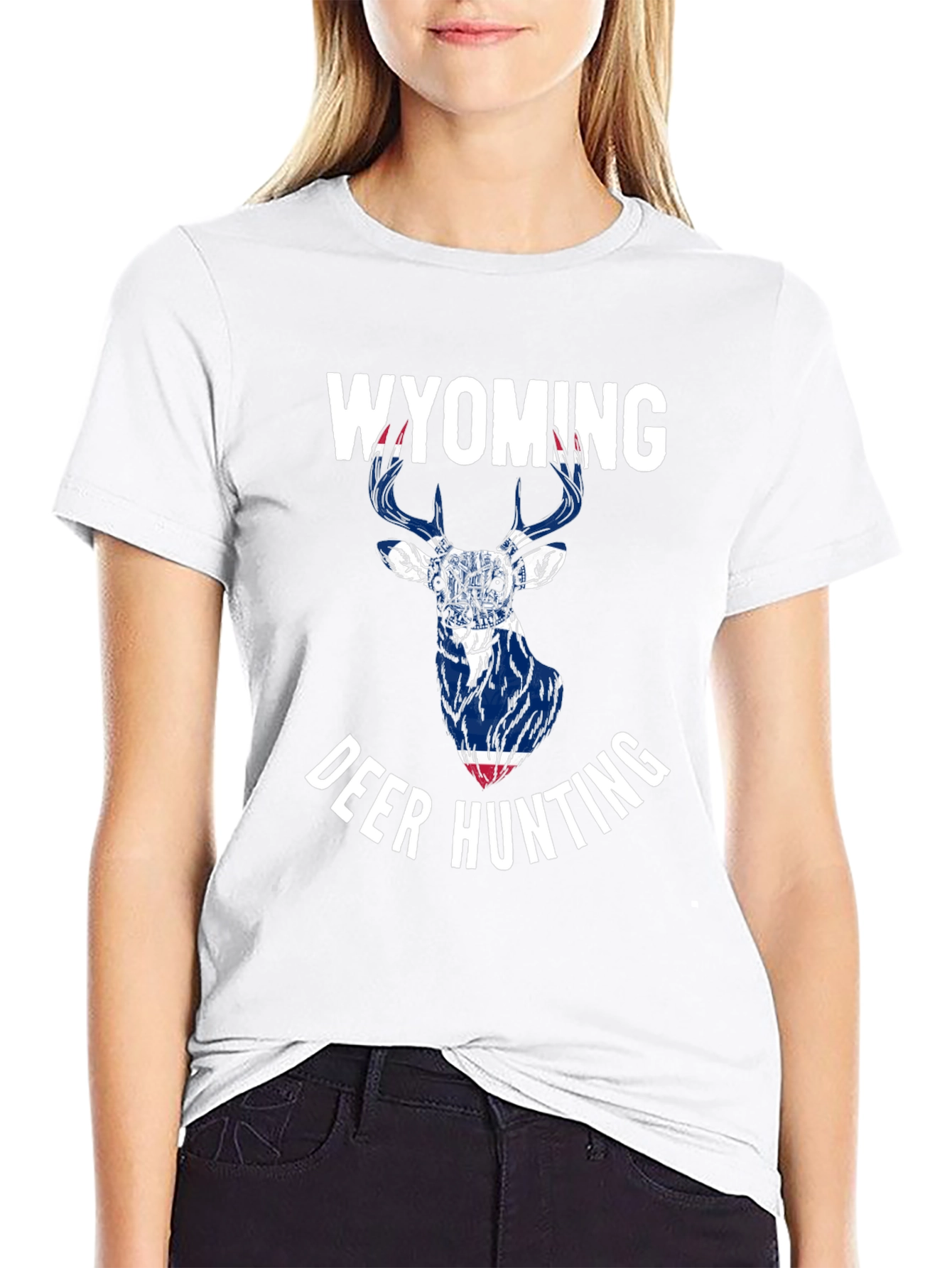 Wyoming Deer Hunting Graphic Tee - Black
