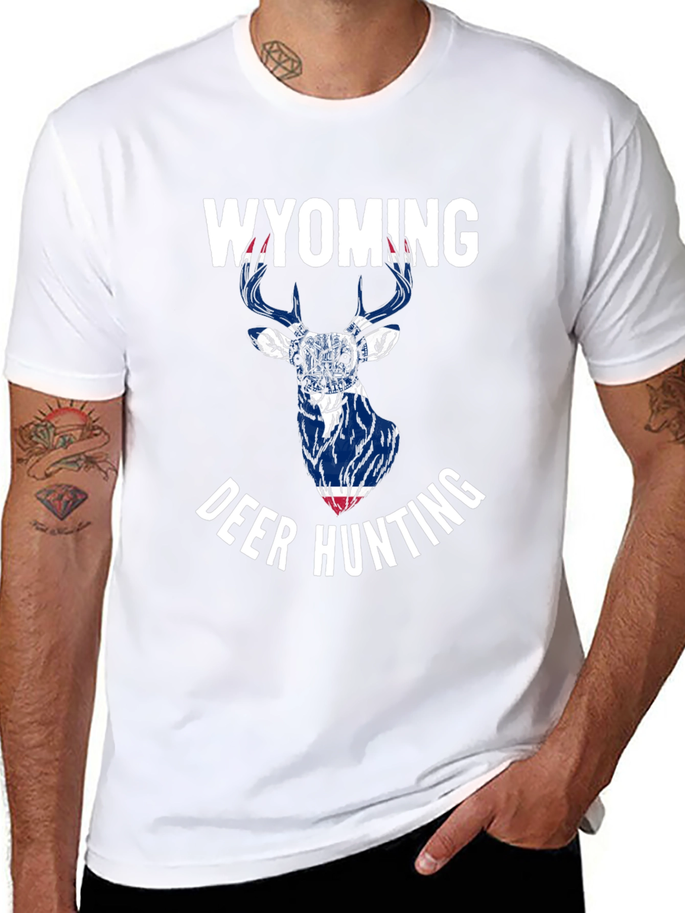 Wyoming Deer Hunting Graphic Tee - Black