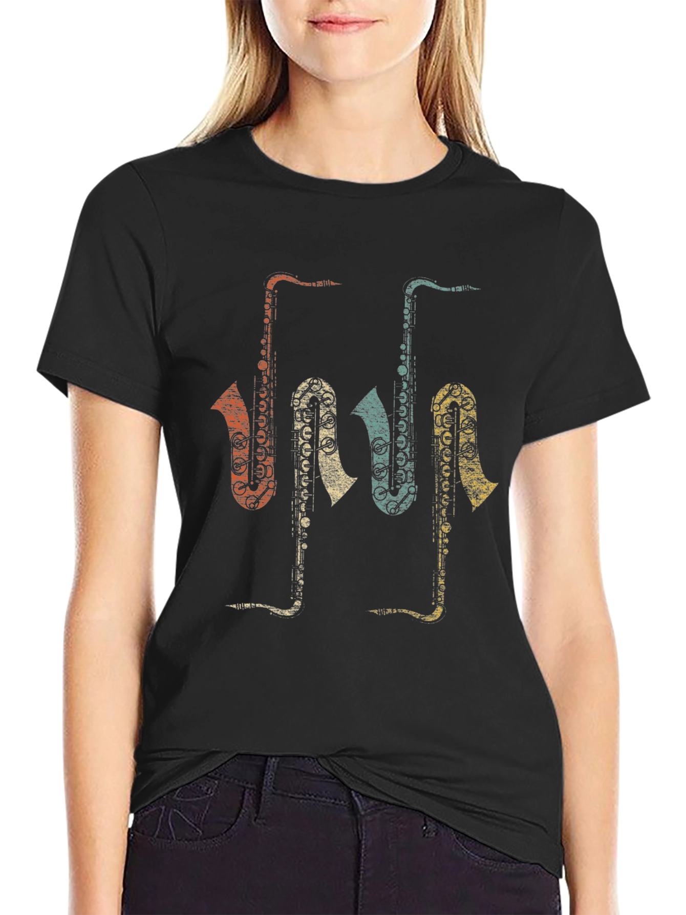 Retro Saxophone T-Shirt - Music Lover Tee