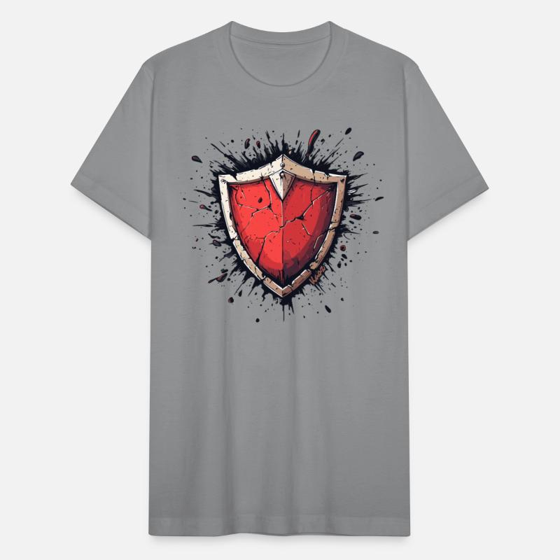 Cracked Red Shield with Battle Scars