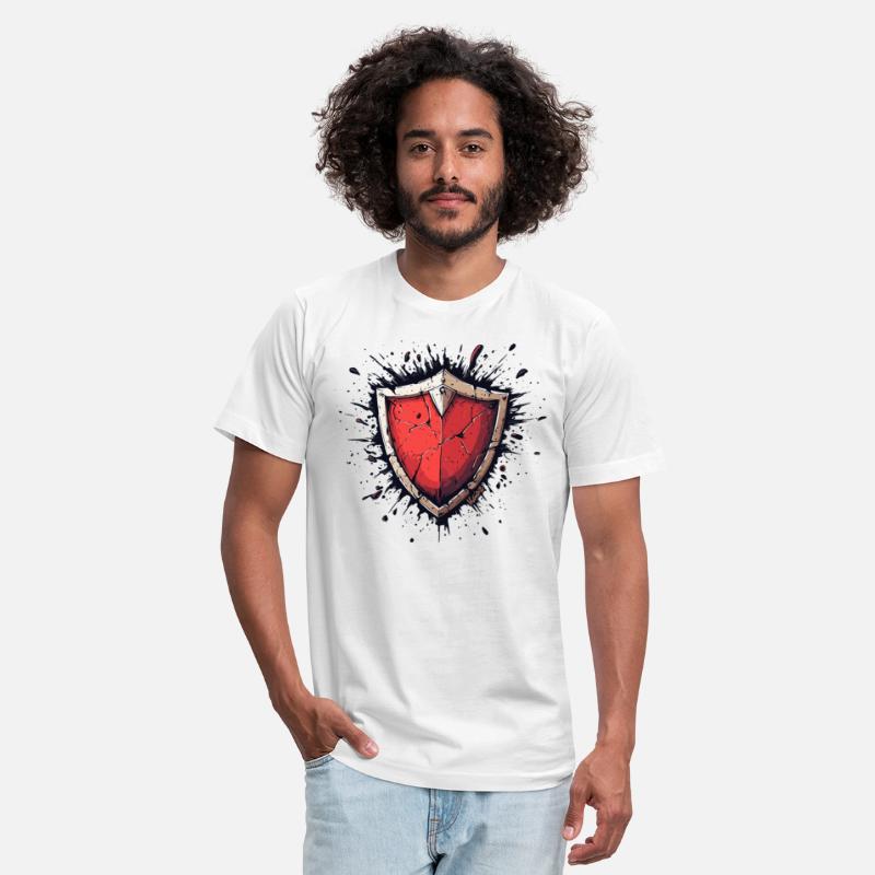 Cracked Red Shield with Battle Scars