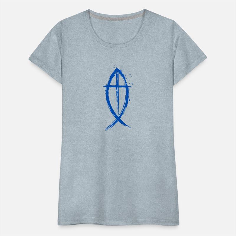 Cross And Fish Christian Design - Blue Edition
