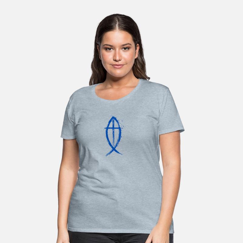 Cross And Fish Christian Design - Blue Edition