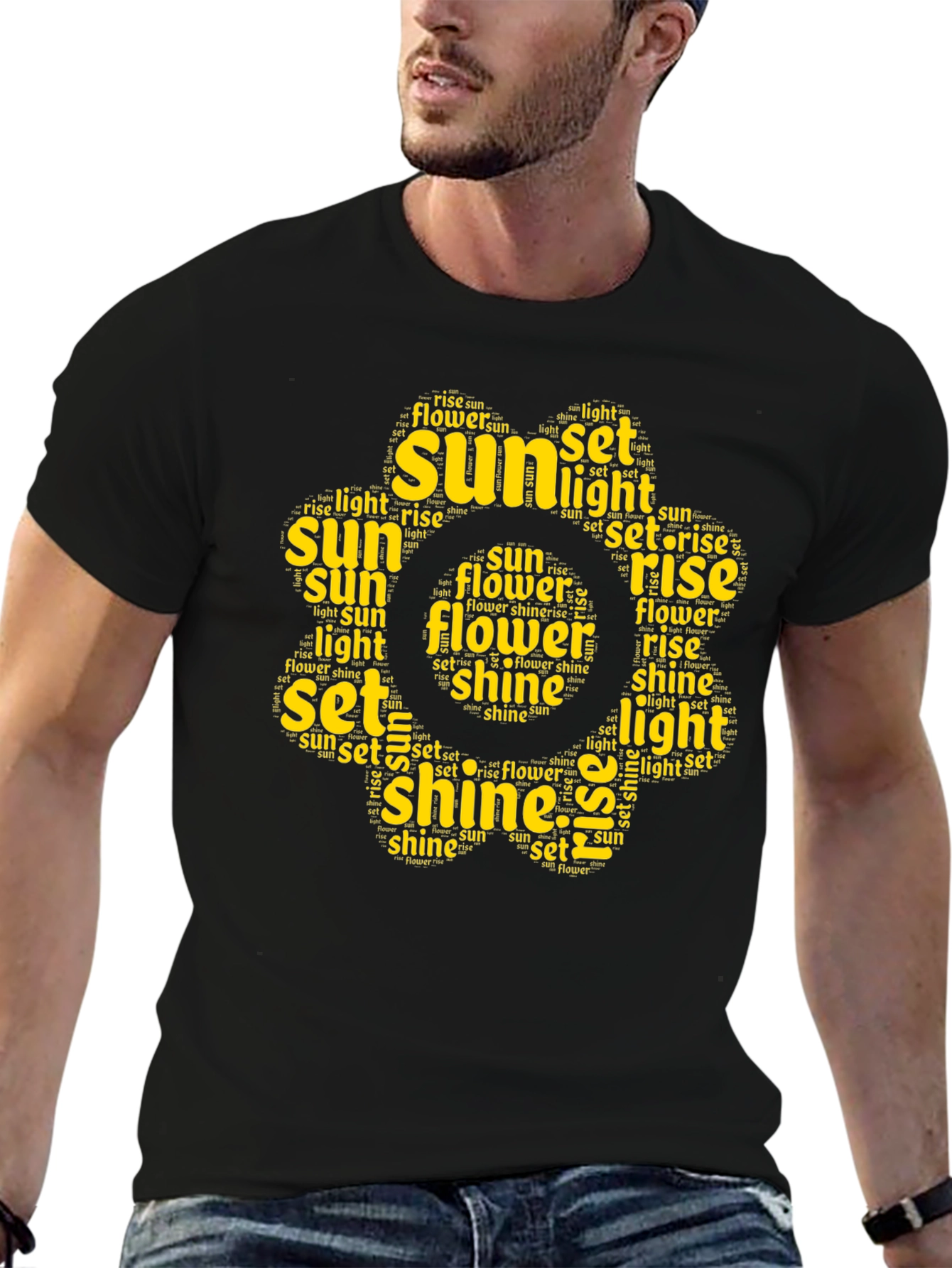 Sunshine Word Art T-Shirt - Black