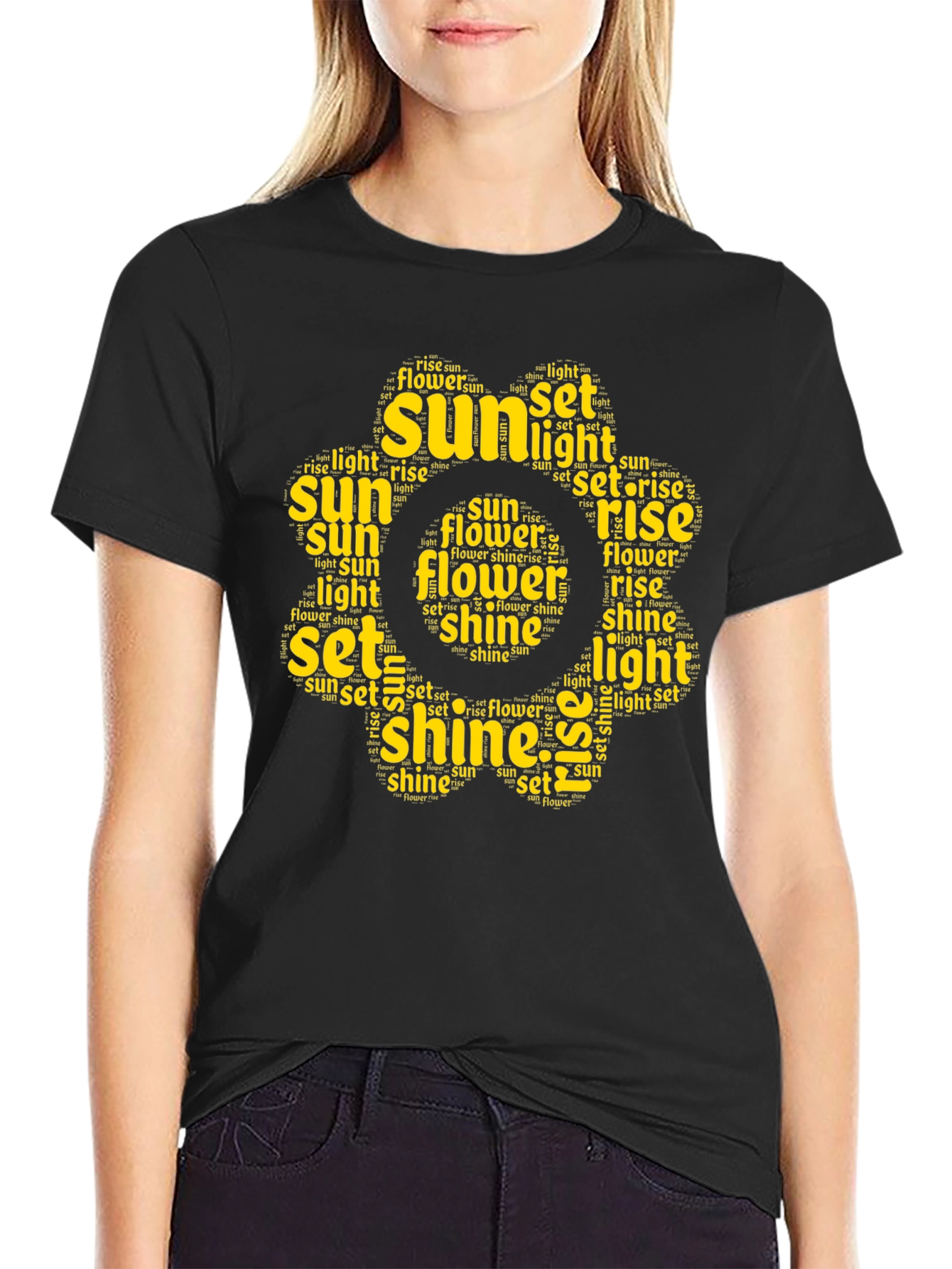 Sunshine Word Art T-Shirt - Black