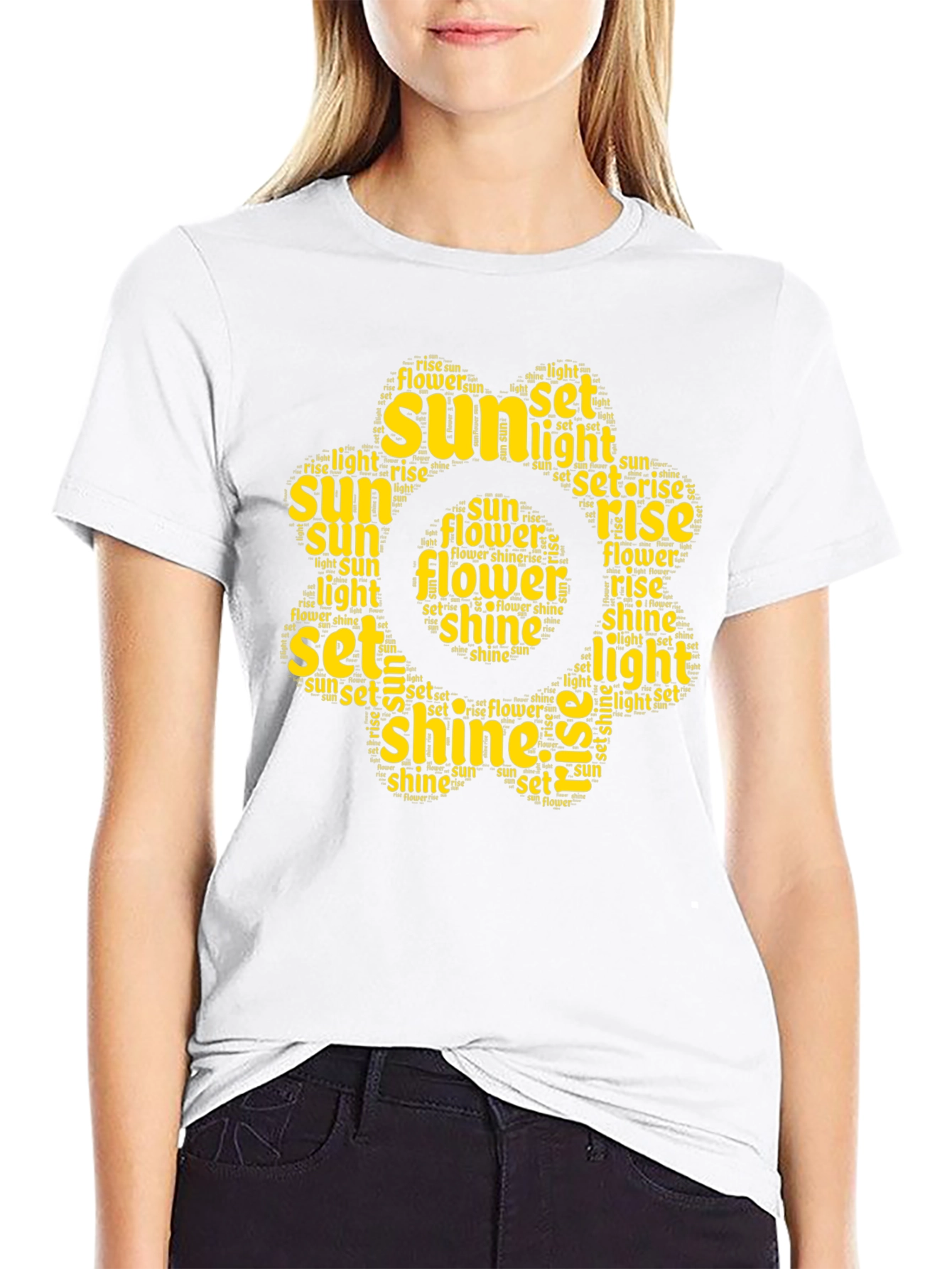 Sunshine Word Art T-Shirt - Black