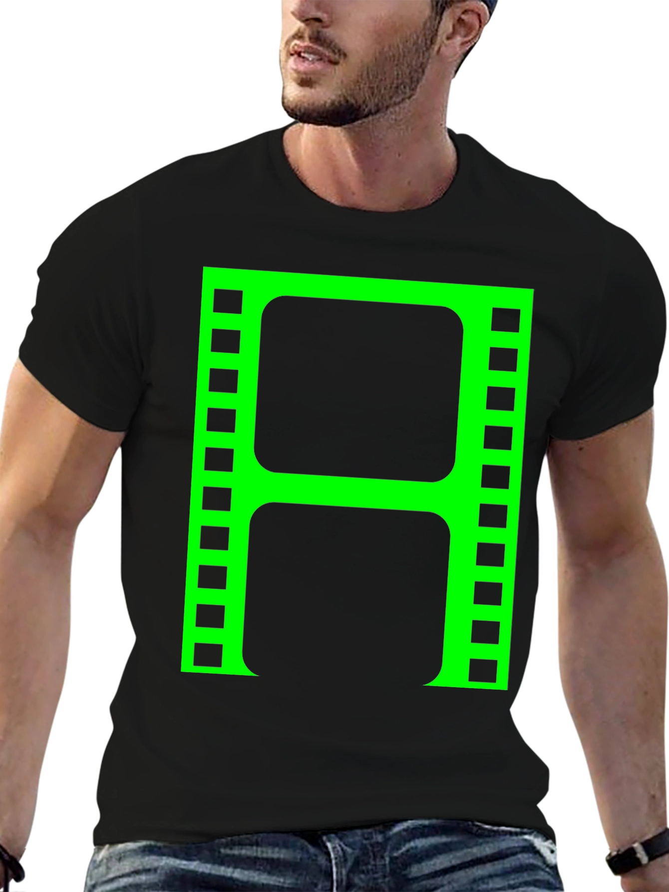 Retro Film Reel T-Shirt - Black Movie Buff Tee
