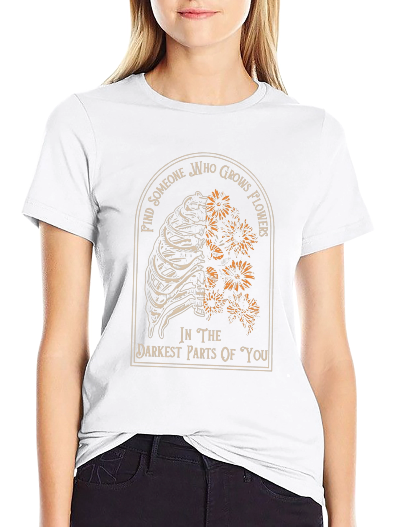 Ribcage Flowers Graphic Print T-Shirt