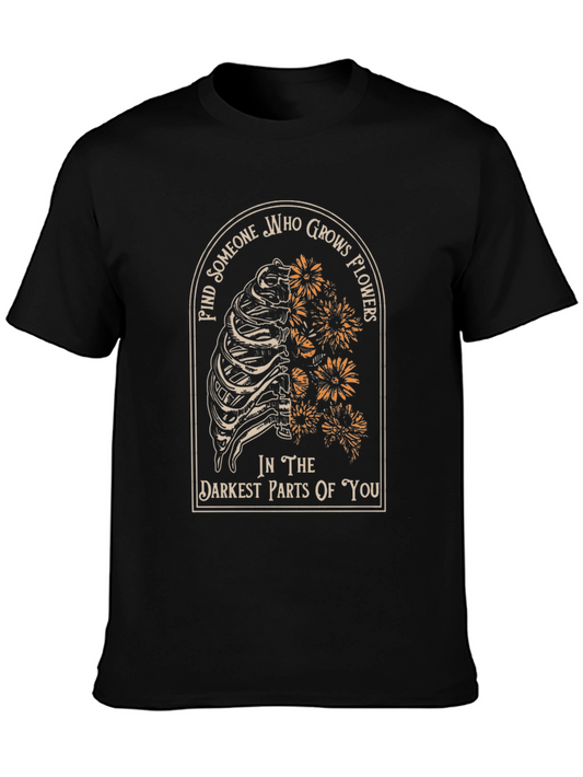 Ribcage Flowers Graphic Print T-Shirt