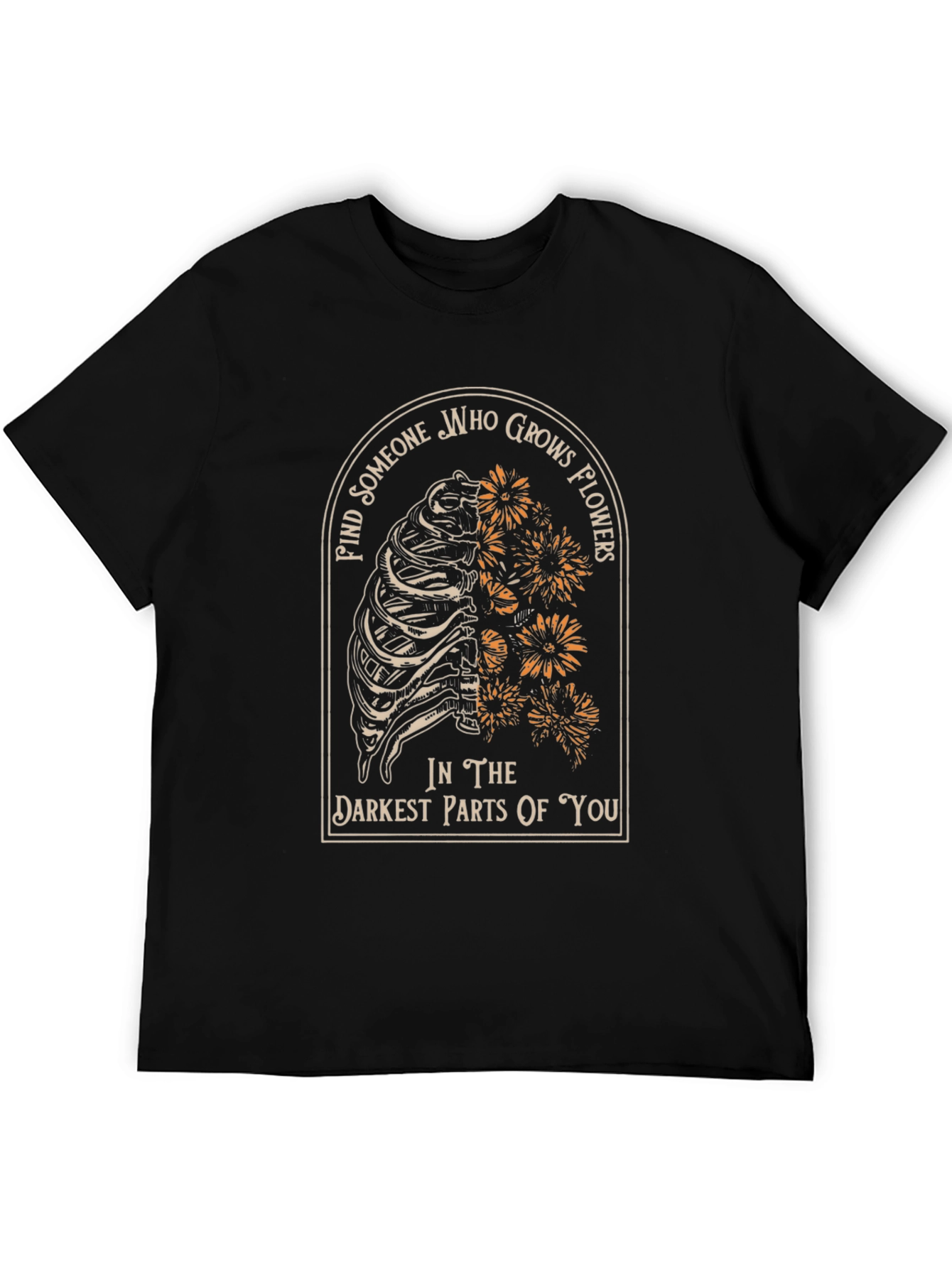 Ribcage Flowers Graphic Print T-Shirt