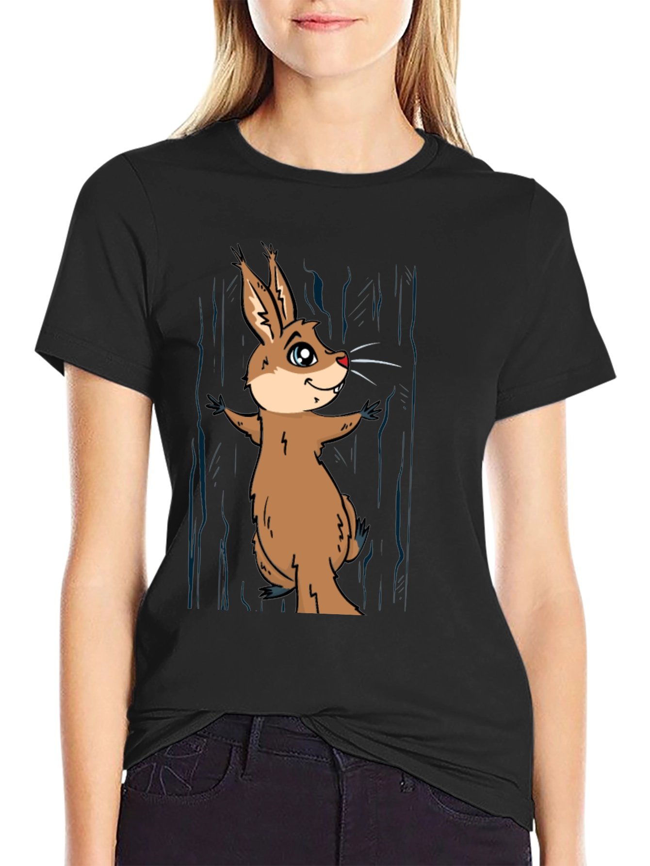 Funny Cartoon Rodent T-Shirt - Black