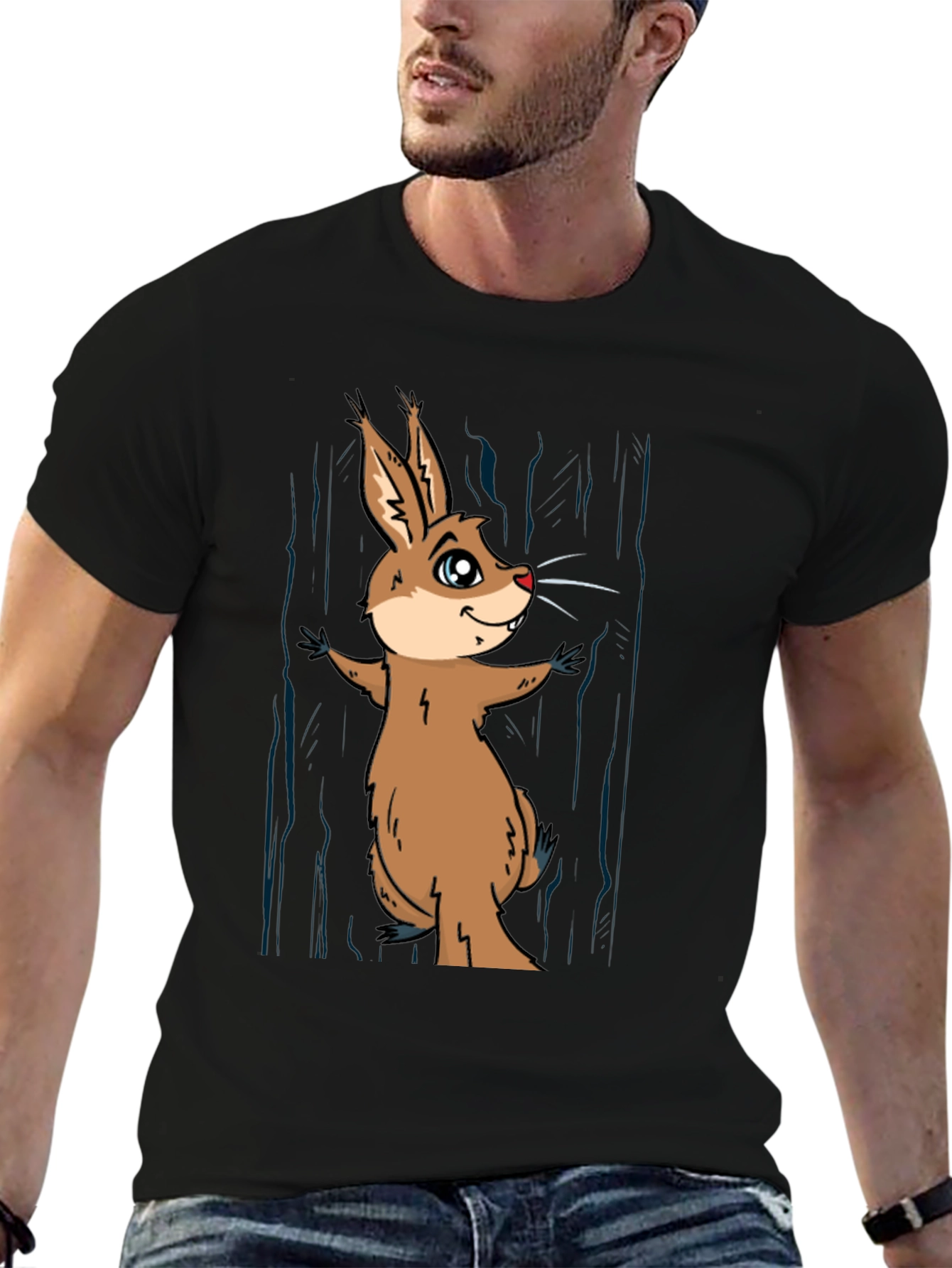 Funny Cartoon Rodent T-Shirt - Black
