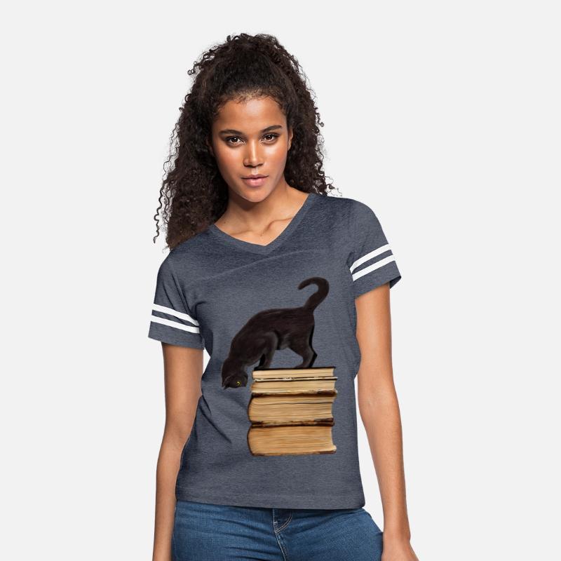 Curious Black Cat on Old Books