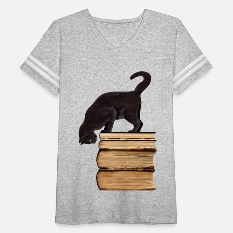 Curious Black Cat on Old Books