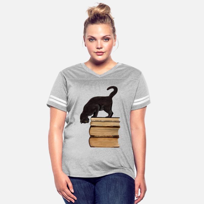 Curious Black Cat on Old Books