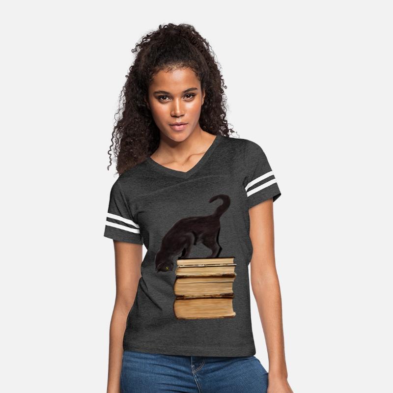 Curious Black Cat on Old Books