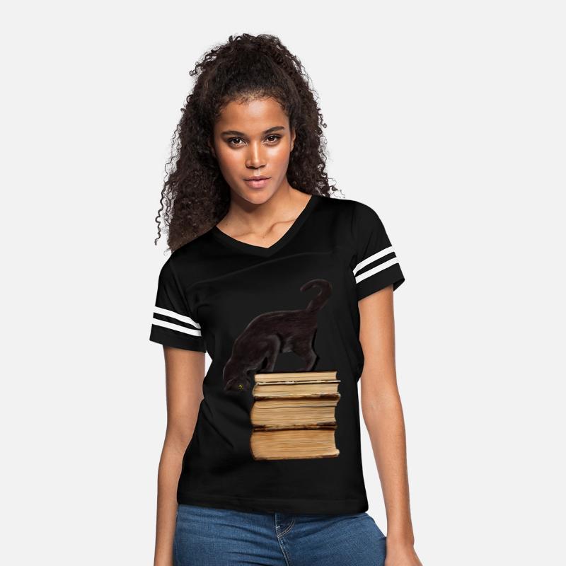 Curious Black Cat on Old Books