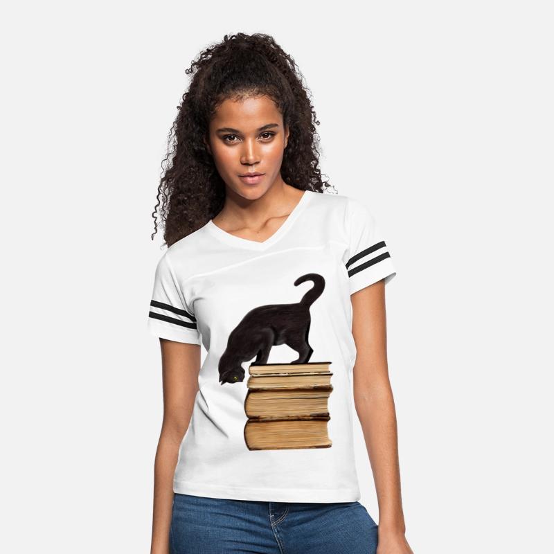 Curious Black Cat on Old Books