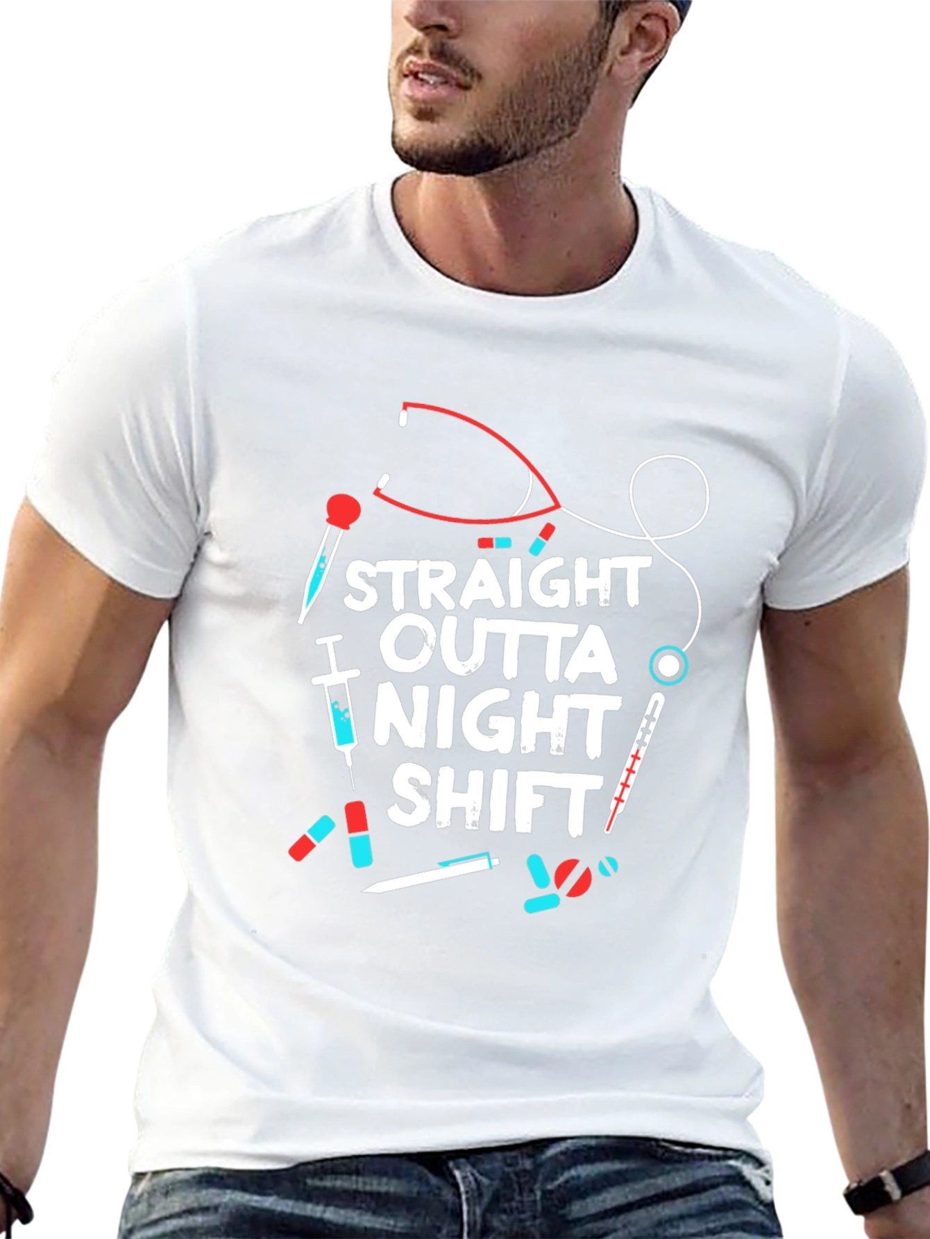 Straight Outta Night Shift Graphic Tee - Nurse T-Shirt