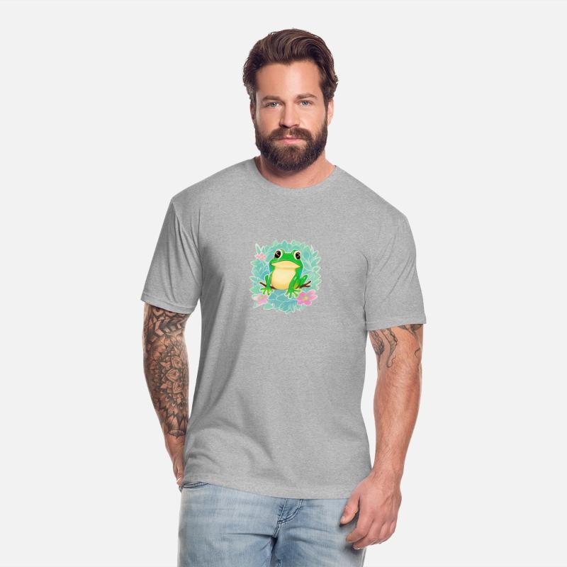 Cute Little Tree Frog on a Floral background