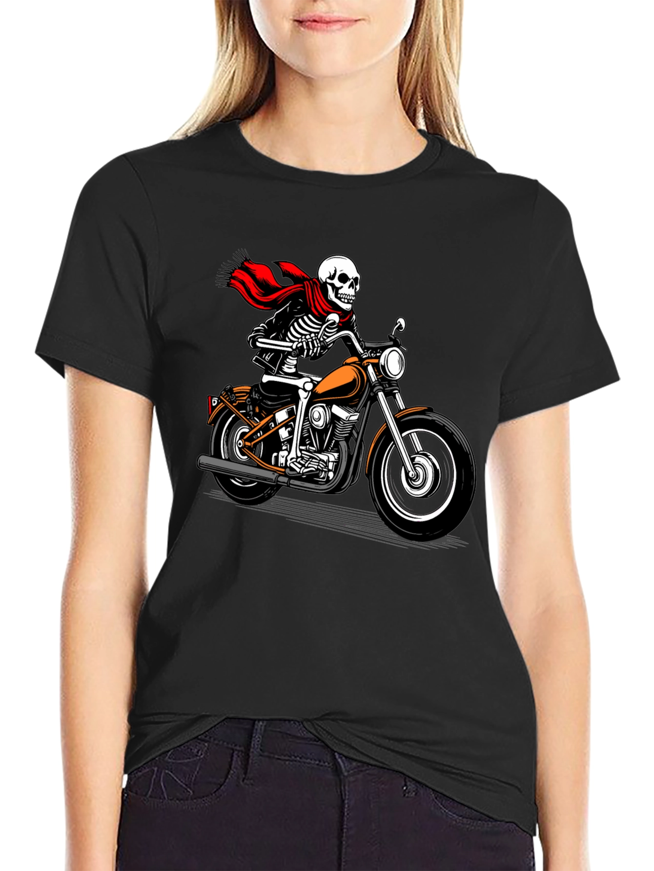 Skeleton Biker Graphic Tee - Ride or Die!