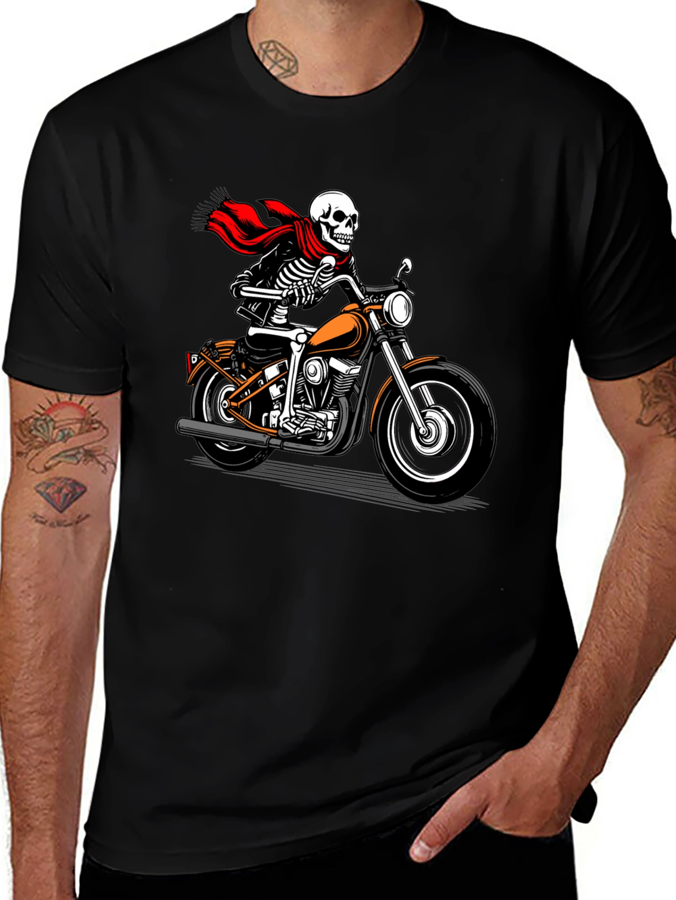 Skeleton Biker Graphic Tee - Ride or Die!