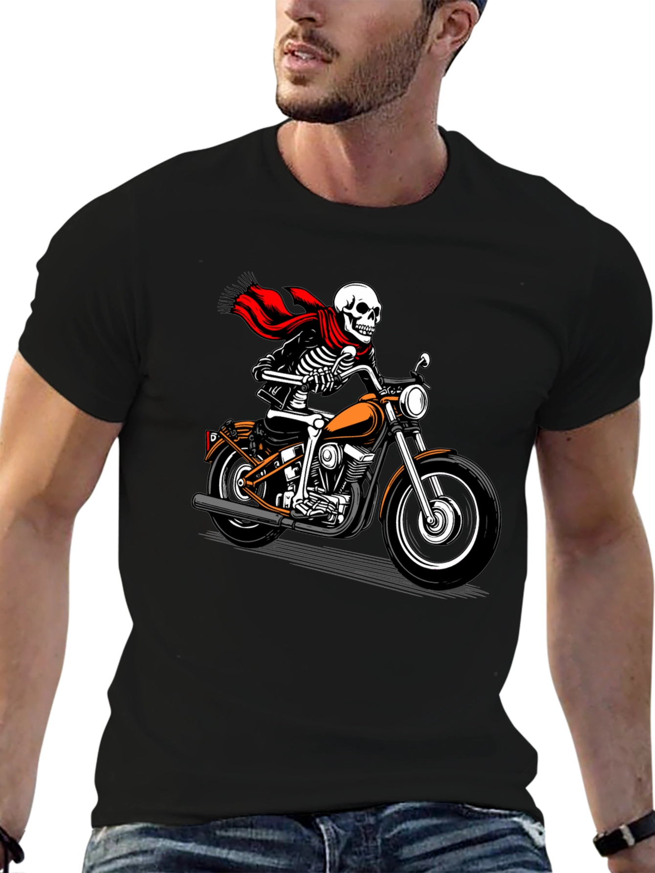 Skeleton Biker Graphic Tee - Ride or Die!