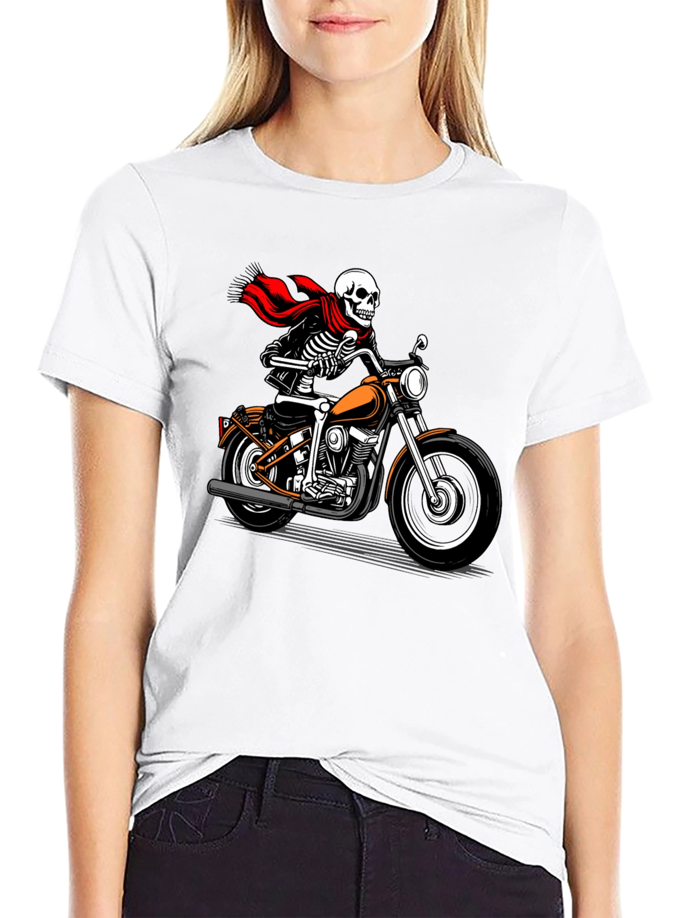 Skeleton Biker Graphic Tee - Ride or Die!