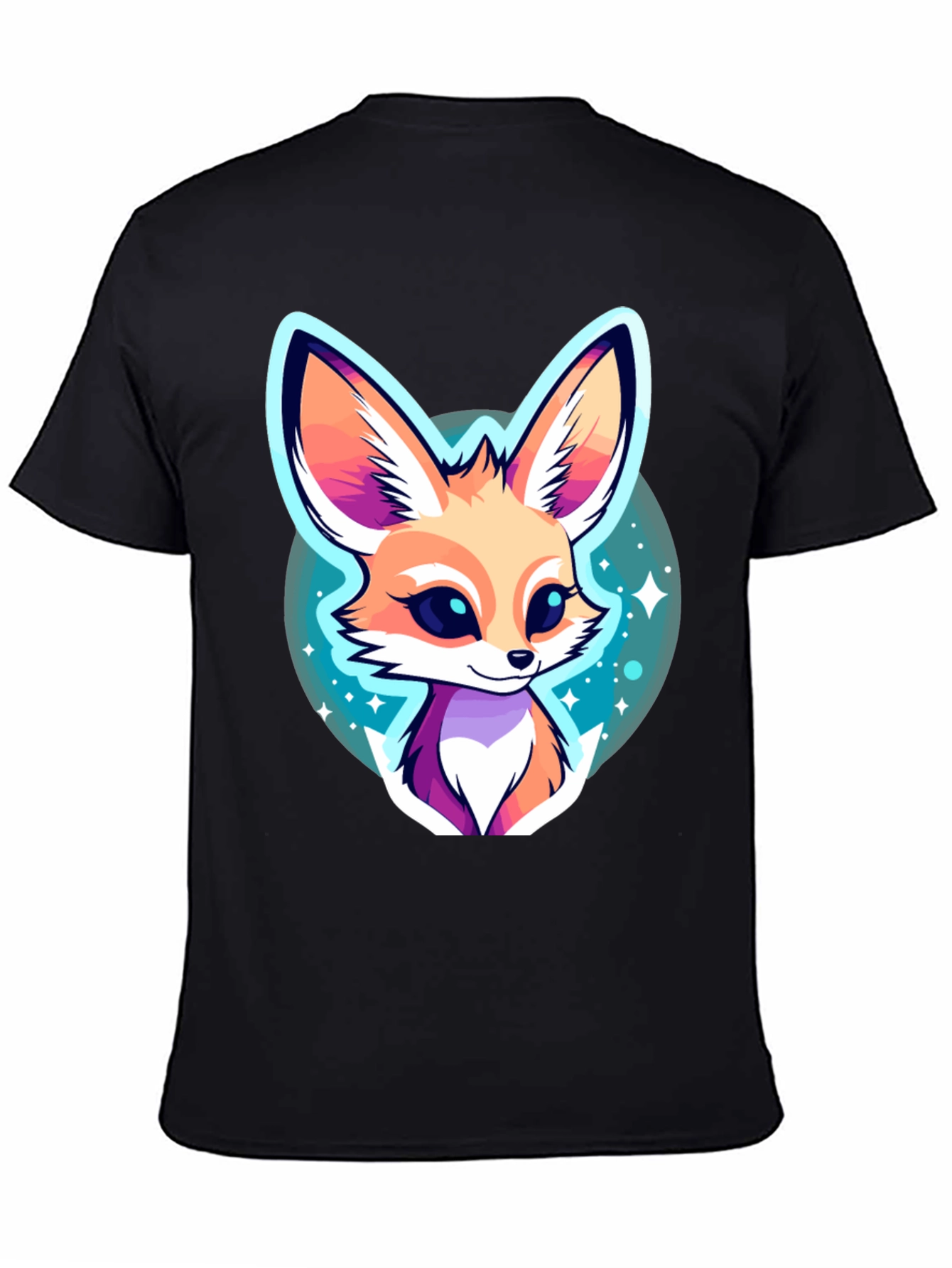 Cute Fennec Fox Graphic Tee - Unisex Black T-Shirt