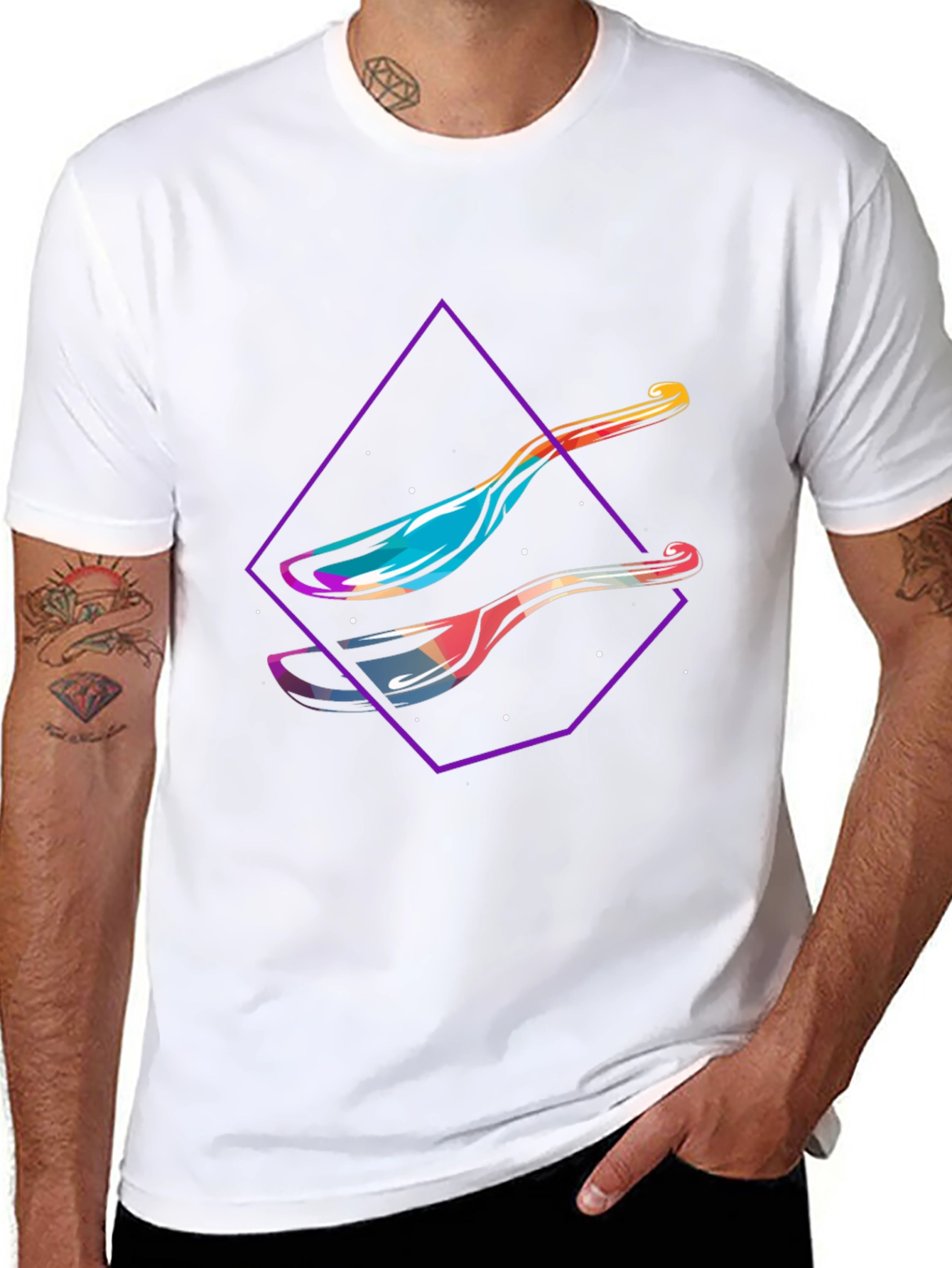 Modern Spoon Graphic Tee - Abstract Design Shirt