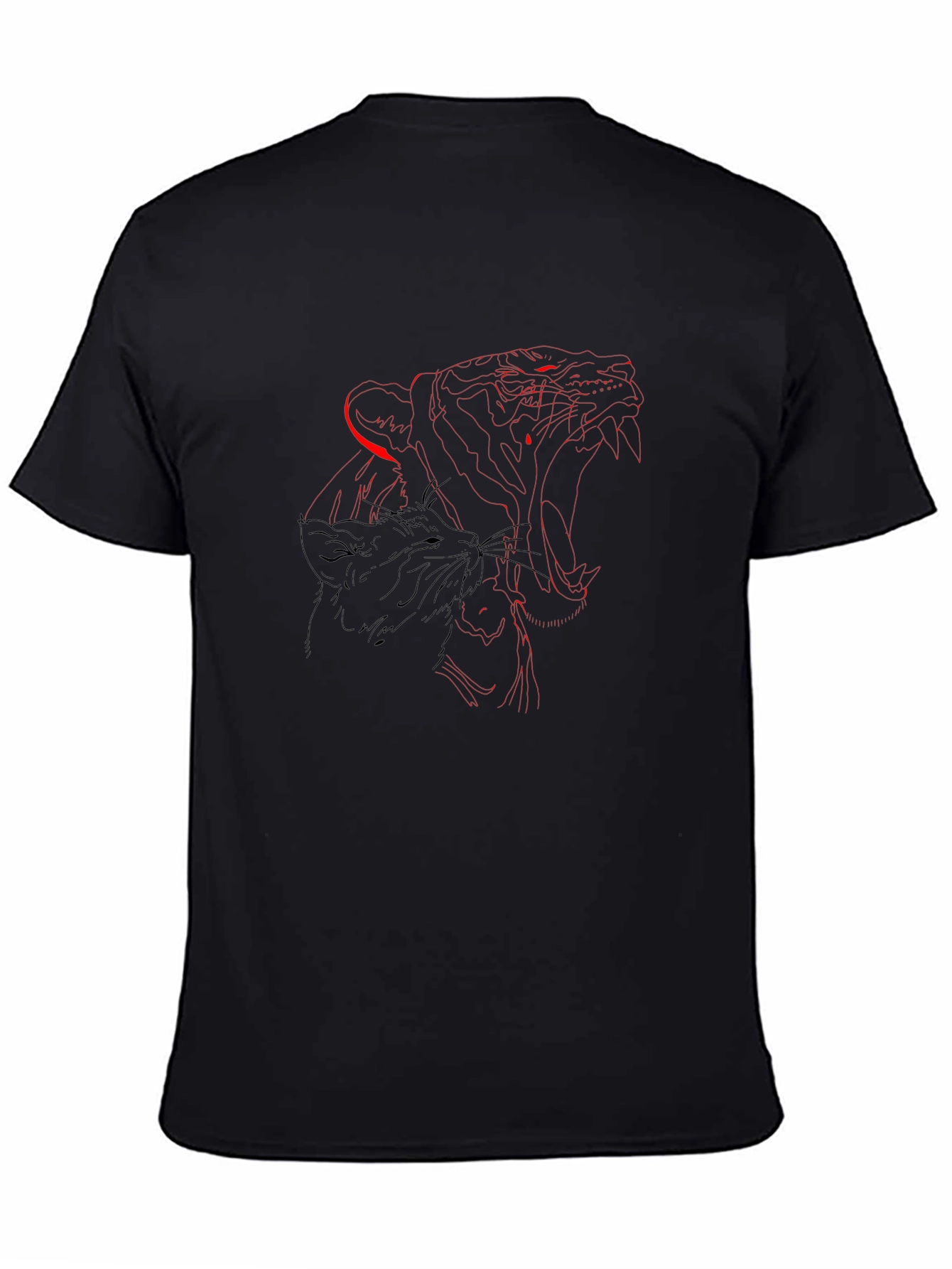 Mens Black Graphic Tee - Tiger Design