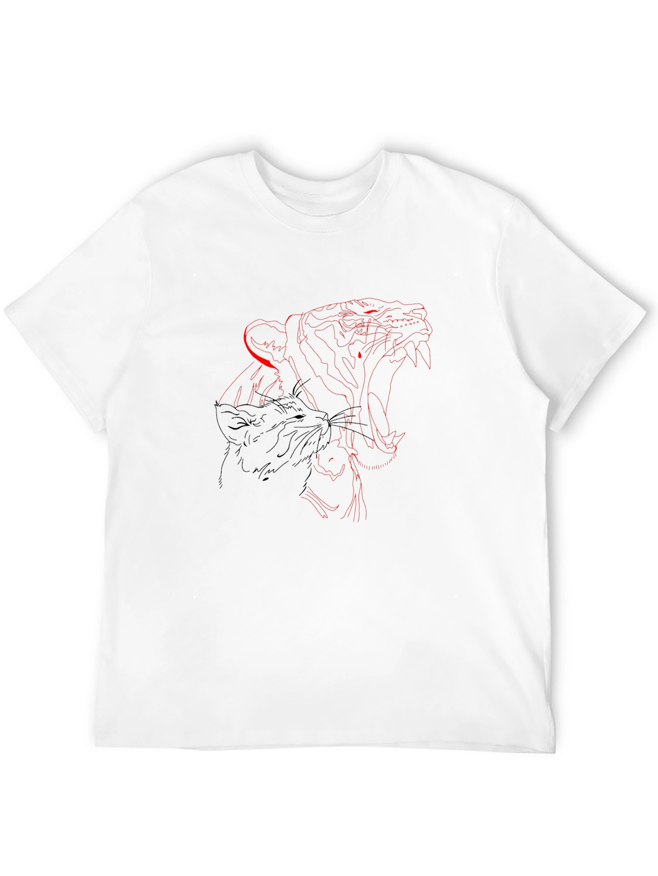 Mens Black Graphic Tee - Tiger Design