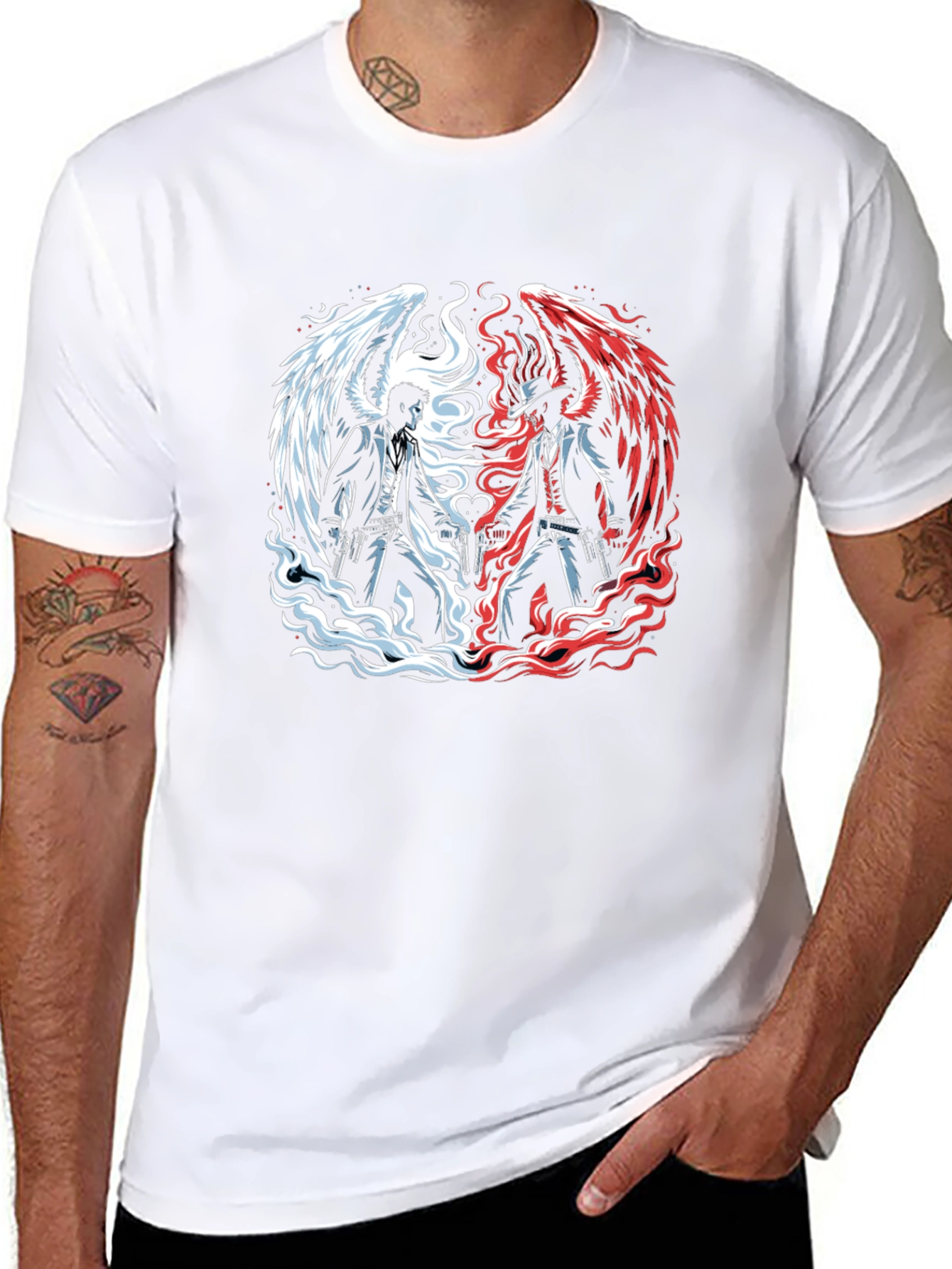 Angel vs. Devil Graphic Tee - Mens Black T-Shirt