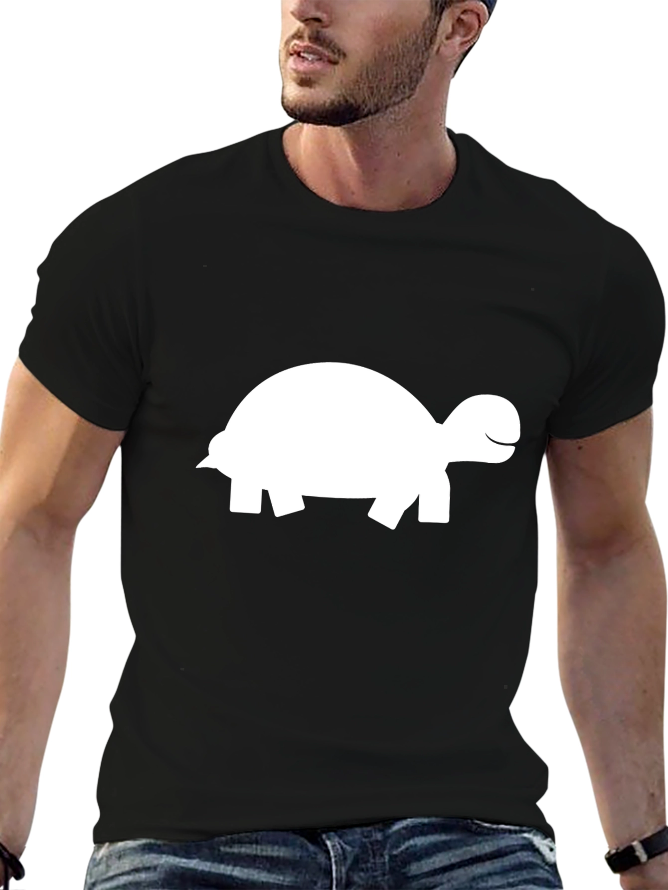 Turtle Graphic Tee - Black Cotton T-Shirt