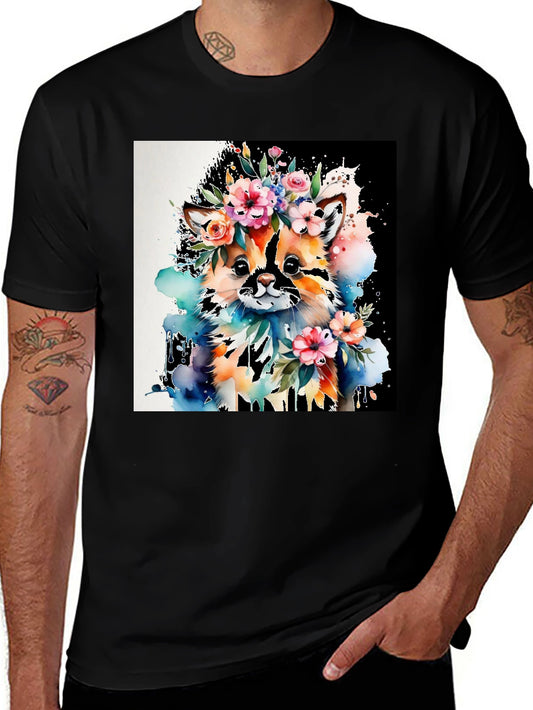 Floral Fox Watercolor Graphic Tee