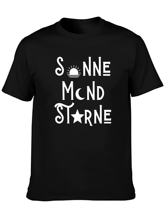 Sonne Mond Sterne Black Graphic T-Shirt