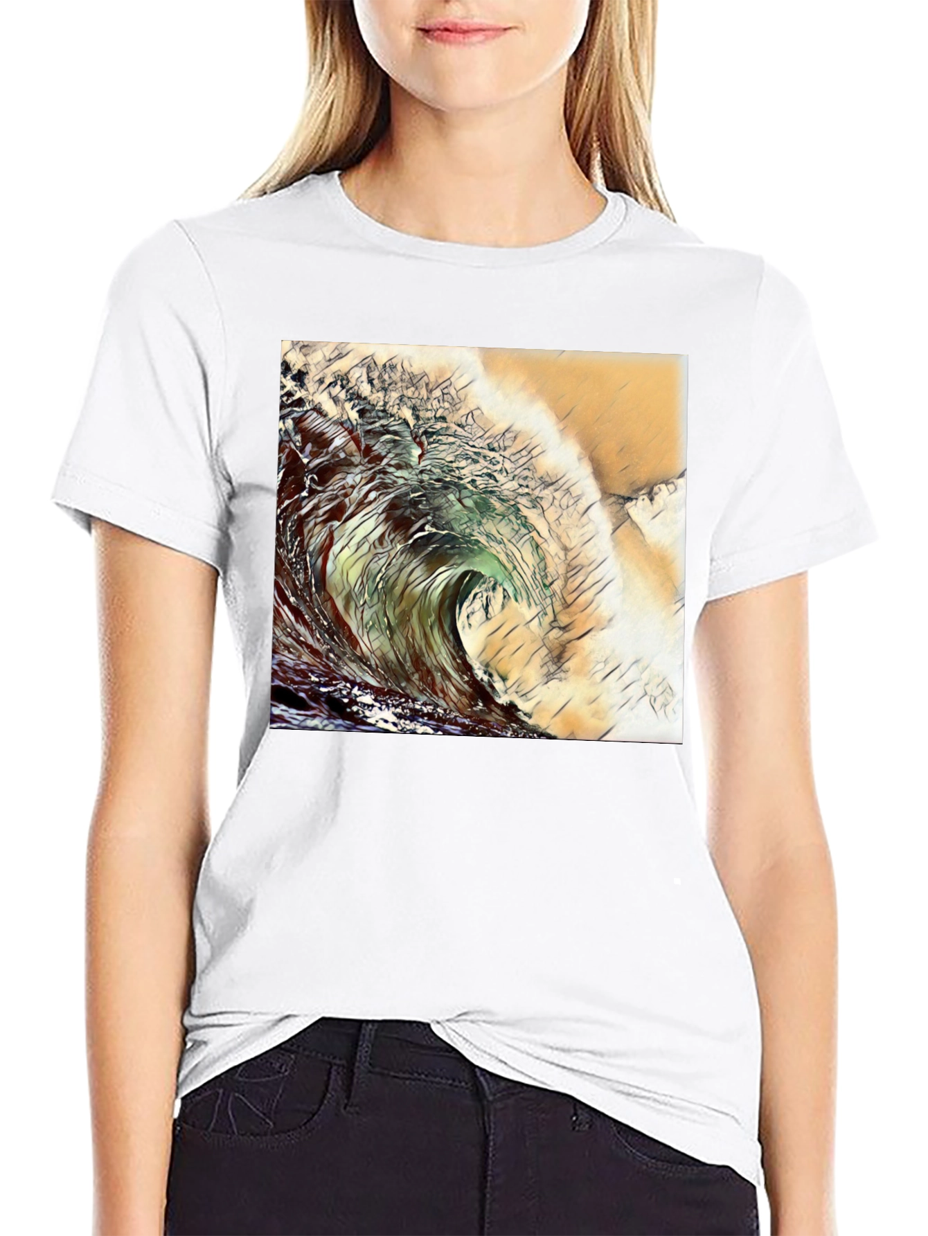 Wave Design Black T-Shirt