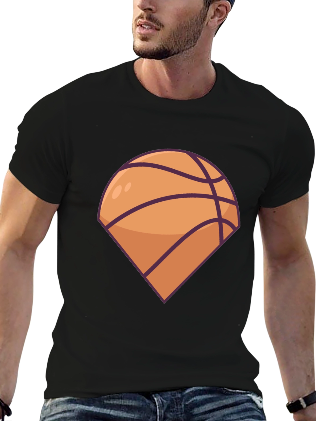 Basketball Graphic Tee - Black Casual T-Shirt