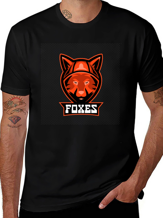 Foxes T-Shirt - Mens Black Crew Neck Tee